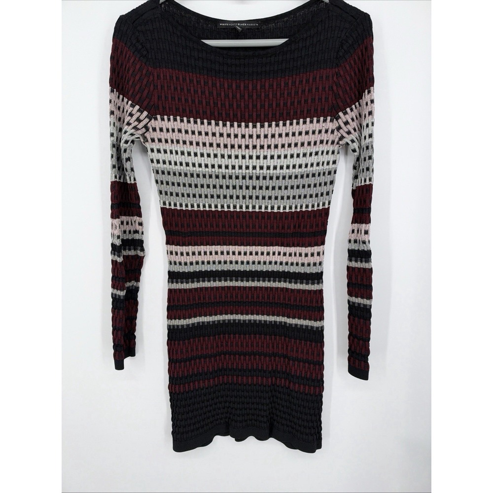 White House Black Market Dress Woven Crochet Knit Boho Chic Festival Retro M